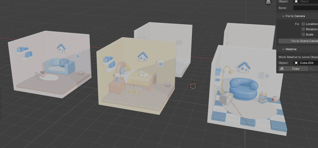 테마별 방 3D 모델링 장면